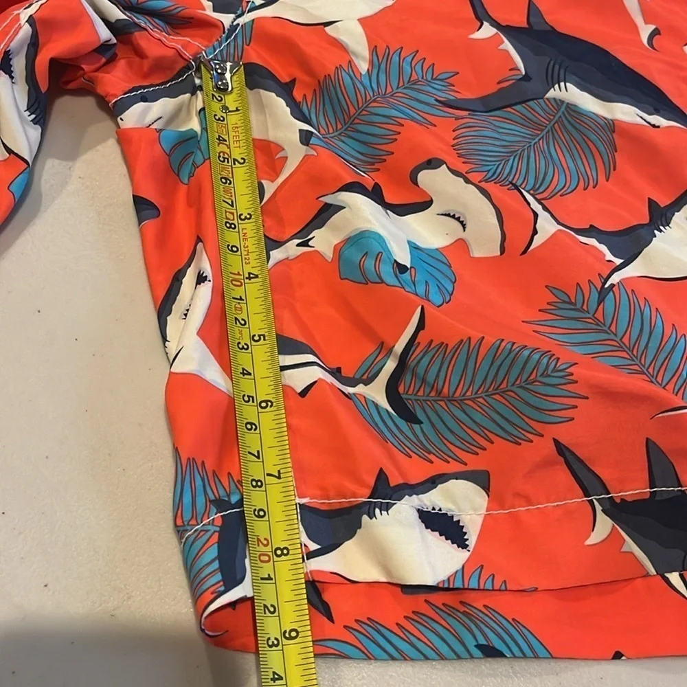 GAP Boys Red Shark Print Swim Trunks